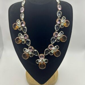 J. Crew Statement Crystal Lavender, Champagne Clear Rhinestone Luxury Necklace